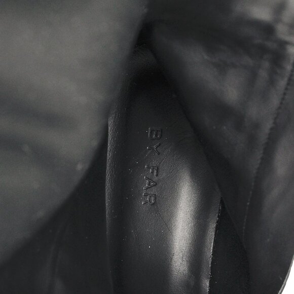 BY FAR Edie Black Circular Croco-Embossed Leather Knee-High Boots - Picture 10 of 11